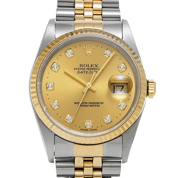ロレックス デイトジャスト 36 16233G シャンパン/ダイヤモンド メンズ 時計 【中古】【wristwatch】