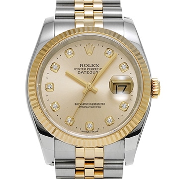 ロレックス デイトジャスト 116233G シャンパン/ダイヤモンド メンズ 時計 【中古】【wristwatch】