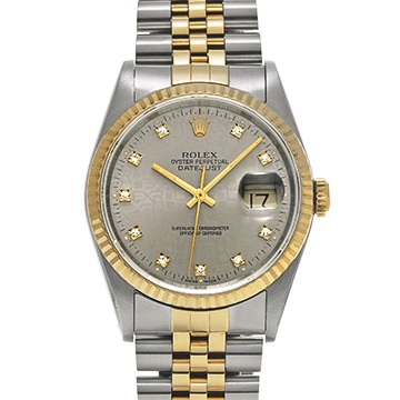 ロレックス デイトジャスト 16233G グレーコンピュータ/ダイヤモンド メンズ 時計 【中古】【wristwatch】