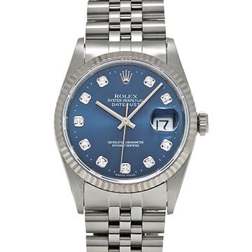 ロレックス デイトジャスト 36 16234G ブルー/ダイヤモンド メンズ 時計 【中古】【wristwatch】