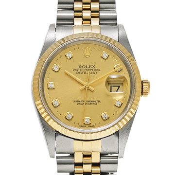ロレックス デイトジャスト 36 16233G シャンパン/ダイヤモンド メンズ 時計 【中古】【wristwatch】