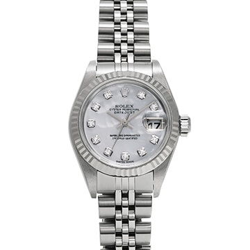 ロレックス デイトジャスト 79174NG ホワイトシェル/ダイヤモンド レディース 時計 【中古】【wristwatch】