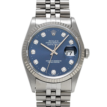 ロレックス デイトジャスト 16234G ブルー/ダイヤモンド メンズ 時計 【中古】【wristwatch】