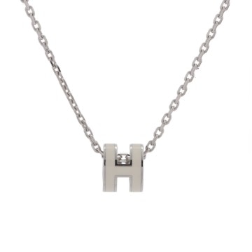 エルメス ペンダント ミニ・ポップH ホワイト/シルバー金具 エナメル レディース ジュエリー 【未使用】【jewelry】