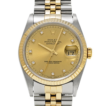 ロレックス デイトジャスト 36 16233G シャンパン/ダイヤモンド メンズ 時計 【中古】【wristwatch】