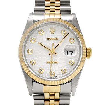 ロレックス デイトジャスト 16233G シルバーコンピュータ/ダイヤモンド メンズ 時計 【中古】【wristwatch】