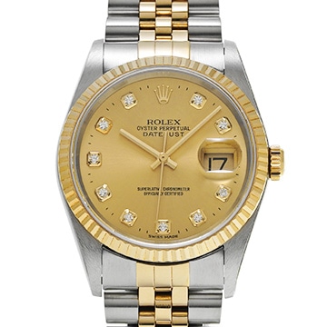 ロレックス デイトジャスト 16233G シャンパン/ダイヤモンド メンズ 時計 【中古】【wristwatch】