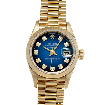 ロレックス デイトジャスト 69178G ブルー・グラデーション/ダイヤモンド レディース 時計 【中古】【wristwatch】