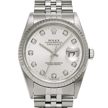 ロレックス デイトジャスト 36 16234G シルバー/ダイヤモンド メンズ 時計 【中古】【wristwatch】