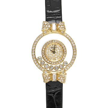 ショパール ハッピーダイヤモンド リボン 20/5020 ダイヤモンド レディース 時計 【中古】【wristwatch】