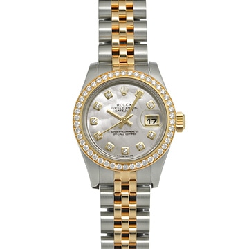 ロレックス レディ デイトジャスト 179383NG ホワイトシェル/ダイヤモンド レディース 時計 【中古】【wristwatch】