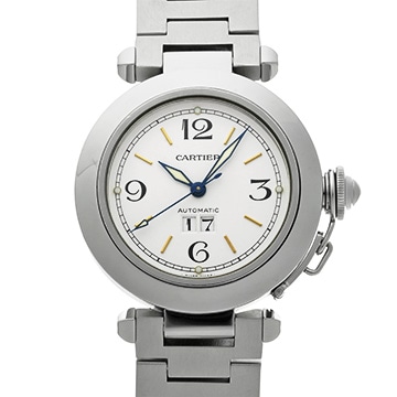 カルティエ パシャC ビッグデイト W31044M7 ホワイト ユニセックス 時計 【中古】【wristwatch】