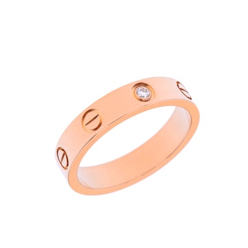 カルティエ ミニラブリング #51 1Pダイヤ ゴールド K18ピンクゴールド PG レディース ジュエリー 【中古】【jewelry】