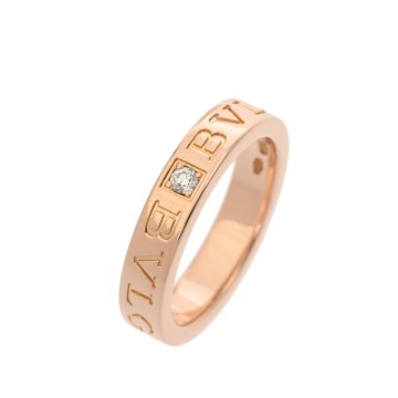 ブルガリ ダブルロゴリング #10.5 1Pダイヤ ゴールド K18ピンクゴールド PG レディース ジュエリー 【中古】【jewelry】