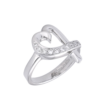 ティファニー ラビングハート リング　#7 シルバー K18ホワイトゴールド WG レディース ジュエリー 【中古】【jewelry】