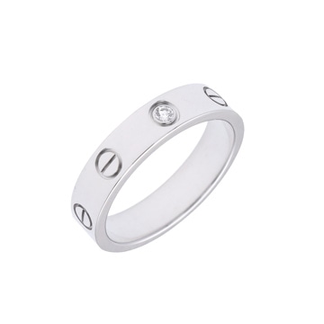 カルティエ ミニラブリング #49 1Pダイヤ シルバー K18ホワイトゴールド WG レディース ジュエリー 【中古】【jewelry】