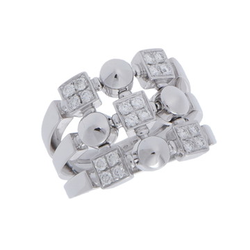 ブルガリ ルチアリング 3ロウ シルバー K18ホワイトゴールド WG レディース ジュエリー 【中古】【jewelry】