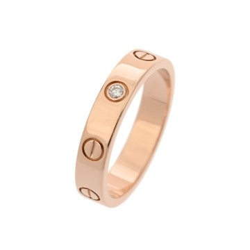 カルティエ ミニラブリング #51 1Pダイヤ ゴールド K18ピンクゴールド PG レディース ジュエリー 【中古】【jewelry】