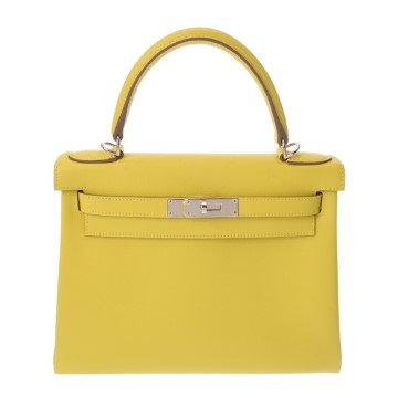 エルメス ケリー 28 内縫い  ライム エバーカラー レディース バッグ 【中古】【bag】