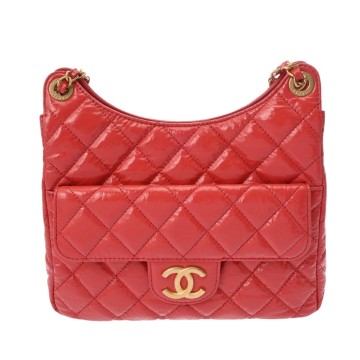 シャネル マトラッセ ホーボ―バッグ レッド AS4322 シャイニーカーフスキン レディース バッグ 【中古】【bag】
