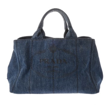 プラダ カナパトート ブルー B2642B デニム レディース バッグ 【中古】【bag】