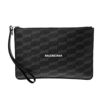 バレンシアガ BBモノグラム クラッチバッグ ブラック 702627 PVC メンズ バッグ 【中古】【bag】