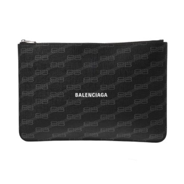 バレンシアガ BBモノグラム クラッチバッグ ブラック 702627 PVC レディース バッグ 【中古】【bag】