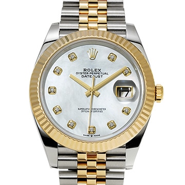 ロレックス デイトジャスト 41 126333NG ホワイトシェル/ダイヤモンド メンズ 時計 【中古】【wristwatch】