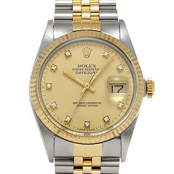 ロレックス デイトジャスト 16013G シャンパン/ダイヤモンド メンズ 時計 【中古】【wristwatch】