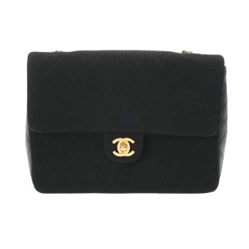 シャネル マトラッセ コットン チェーンショルダー ブラック コットン/ラムスキン レディース バッグ 【中古】【bag】