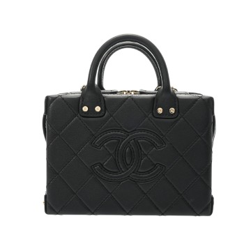 シャネル マトラッセ スモールバニティケース ブラック AS3345 カーフスキン レディース バッグ 【中古】【bag】