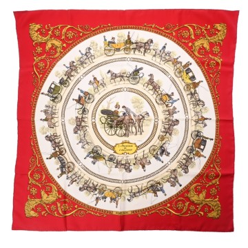 エルメス カレ90 LA PROMENADE DE LONGCHAMPS マルチカラー シルク100％ レディース 【中古】【other】
