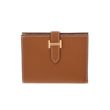 エルメス ベアン コンパクト ゴールド ヴォーエプソン ユニセックス 財布 【未使用】【purse】