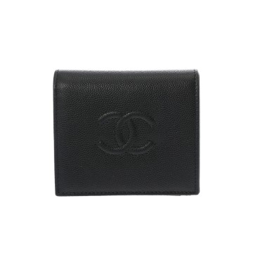 シャネル クラシック スモール フラップ ウォレット ブラック AP4656 グレインドカーフスキン レディース 財布 【中古】【purse】