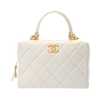 シャネル マトラッセ ミニボーリングバッグ ホワイト A93970 ラムスキン レディース バッグ 【中古】【bag】