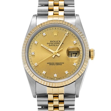 ロレックス デイトジャスト 16233G シャンパン/ダイヤモンド メンズ 時計 【中古】【wristwatch】