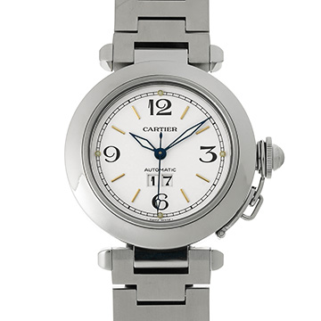 カルティエ パシャC ビッグデイト W31044M7 ホワイト ユニセックス 時計 【中古】【wristwatch】