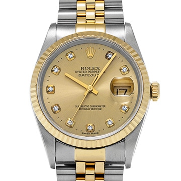 ロレックス デイトジャスト 36 16233G シャンパン/ダイヤモンド メンズ 時計 【中古】【wristwatch】