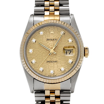 ロレックス デイトジャスト 16233G シャンパンコンピュータ/ダイヤモンド メンズ 時計 【中古】【wristwatch】