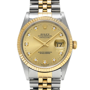 ロレックス デイトジャスト 36 16233G シャンパン/ダイヤモンド メンズ 時計 【中古】【wristwatch】