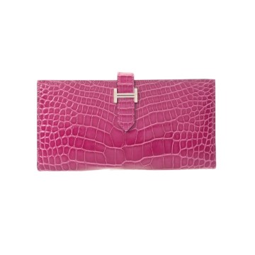 エルメス ベアン スフレ ローズシェヘラザード アリゲーターリセ レディース 財布 【中古】【purse】