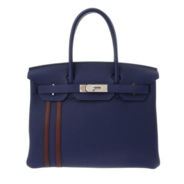エルメス バーキン 30 オフィサー ブルーアンクル/ルージュアッシュ トゴ/ヴォースイフト ユニセックス バッグ 【中古】【bag】