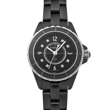 シャネル J12 29MM H2569 ブラックラッカー/ダイヤモンド レディース 時計 【中古】【wristwatch】