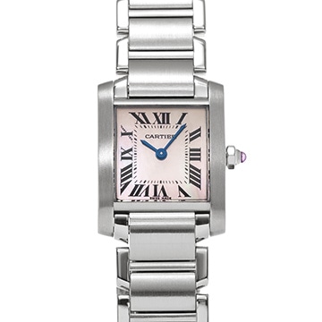 カルティエ タンクフランセーズ SM W51028Q3 ピンクシェル レディース 時計 【中古】【wristwatch】