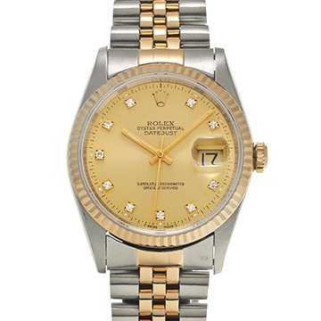 ロレックス デイトジャスト 16233G シャンパン/ダイヤモンド メンズ 時計 【中古】【wristwatch】