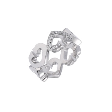 カルティエ Cハートリング #46 シルバー K18ホワイトゴールド WG レディース ジュエリー 【中古】【jewelry】