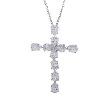 ハリー ウィンストン ペアシェイプ クロス ネックレス シルバー Pt950プラチナ レディース ジュエリー 【中古】【jewelry】