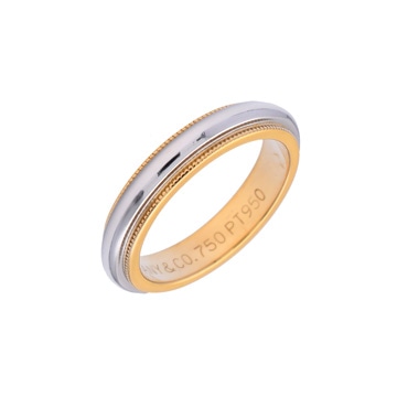 ティファニー ミルグレイン リング　 シルバー Pt950プラチナ/K18イエローゴールド YG レディース ジュエリー 【中古】【jewelry】