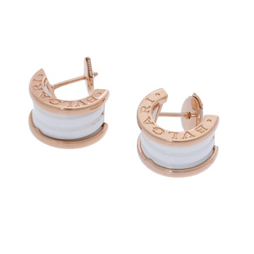 ブルガリ B.ZERO1 ピアス ゴールド K18ピンクゴールド PG/ホワイトセラミック レディース ジュエリー 【中古】【jewelry】
