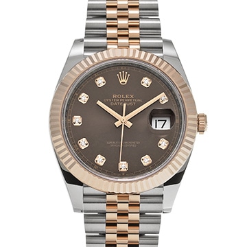 ロレックス デイトジャスト 41 126331G チョコレートブラウン/ダイヤモンド メンズ 時計 【新品】【wristwatch】